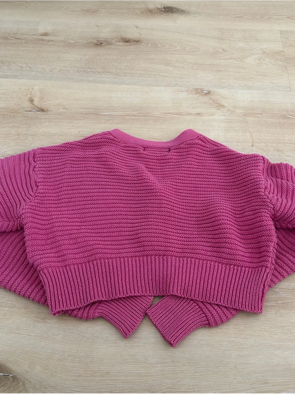 Cotton Candy Women's Raspberry Pink V‑Neck Button-Up Knit Sweater - Picture 3 of 3